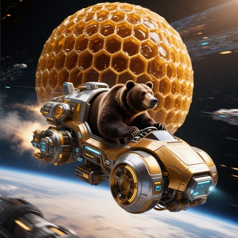 A Bear Flying A Honey Shaped Kite Science Fiction