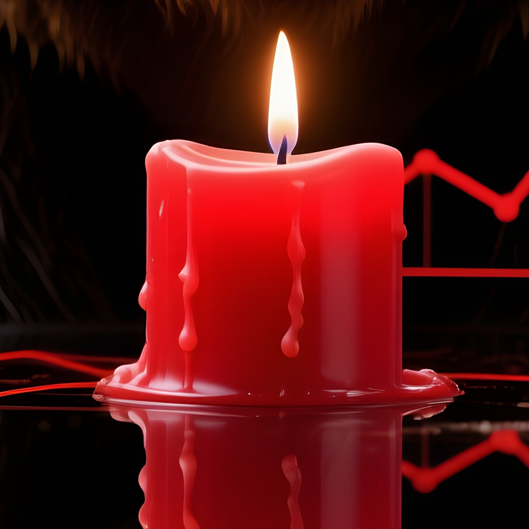 A Bear Reflected In A Red Candlestick Graph - Full Resolution Quality Preview