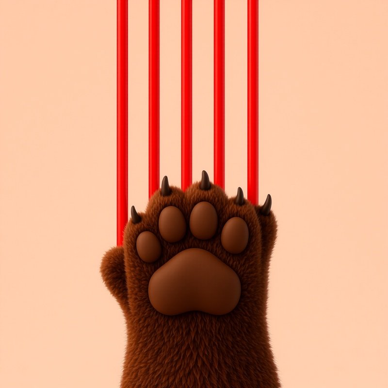 A Bears Paw Reaching Towards Vertical Lines Bear Paw