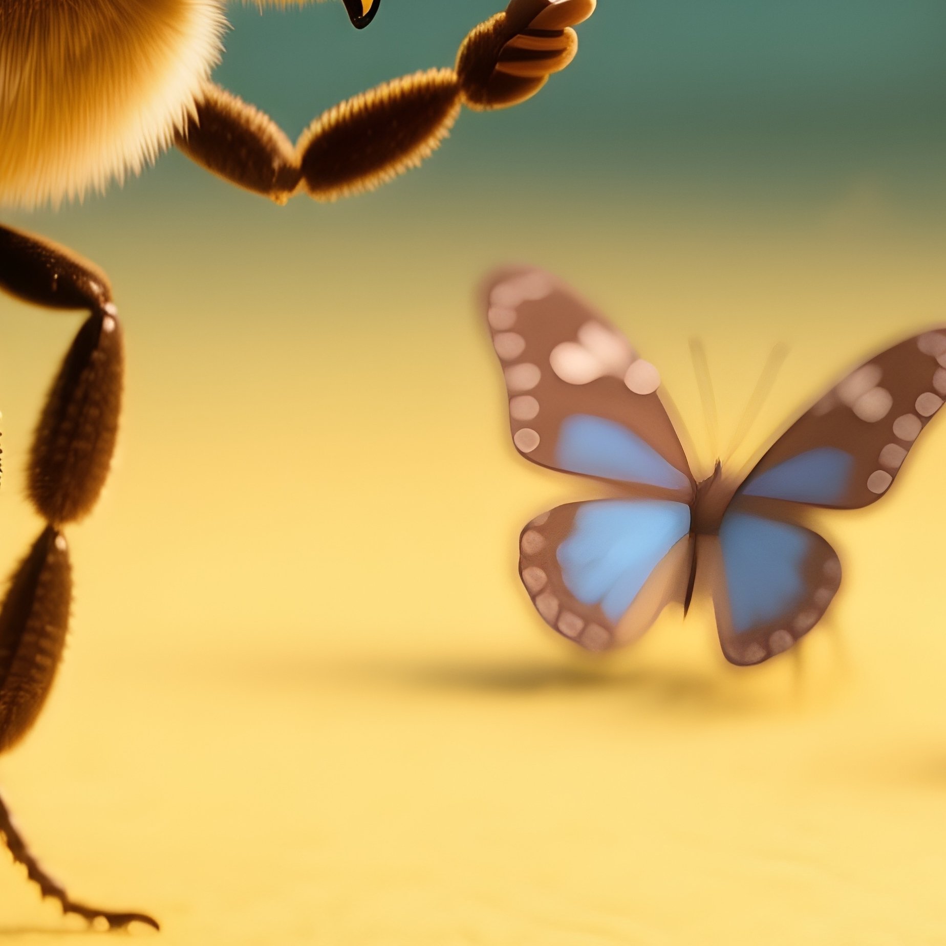 A Bee Conducting A Tiny Orchestra Of Butterflies - Full Resolution Quality Preview