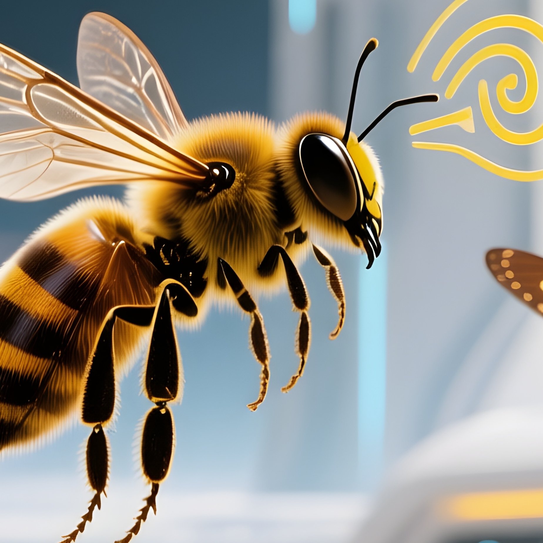 A Bee Conducting A Tiny Orchestra Of Butterflies Science Fiction - Full Resolution Quality Preview