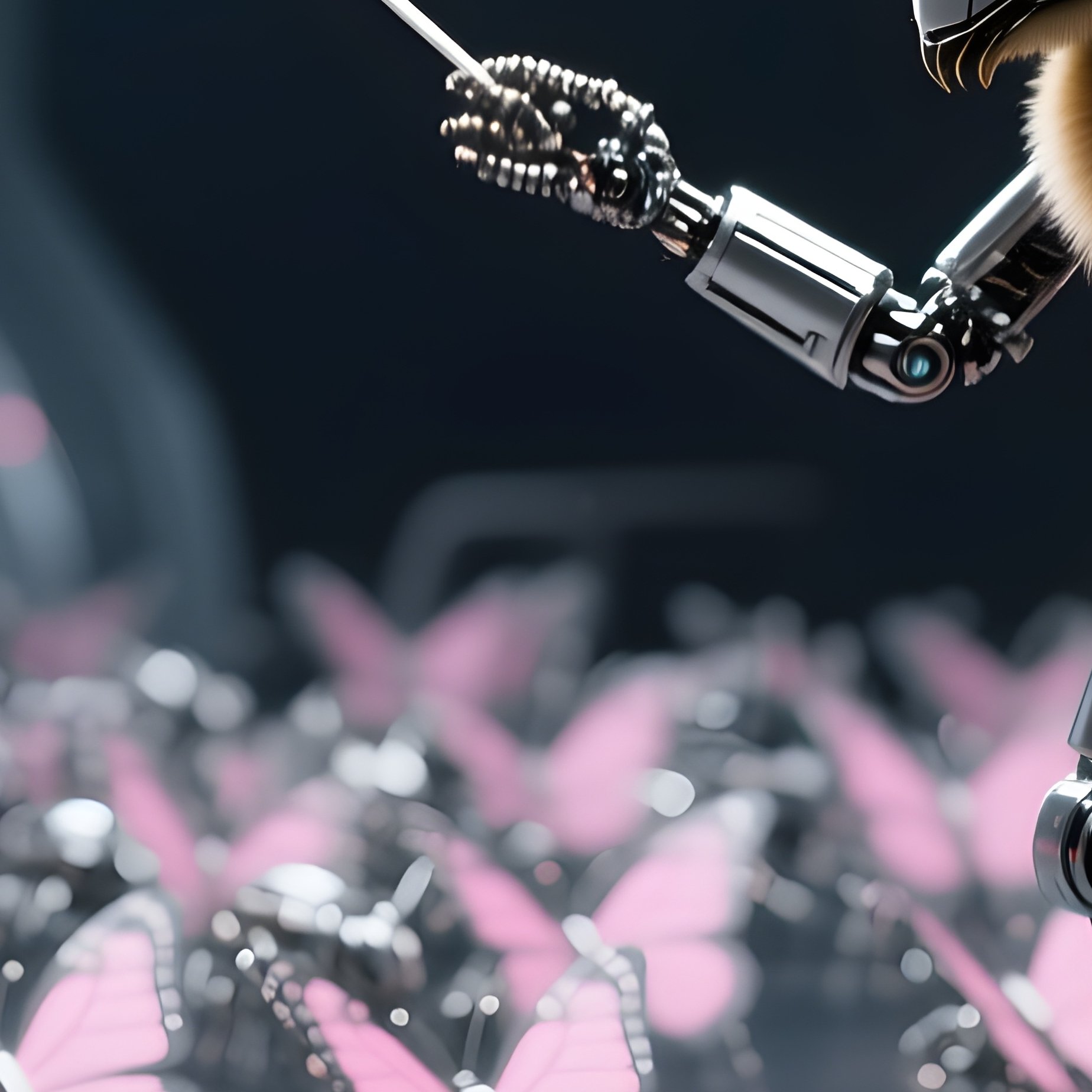 A Bee Conducting A Tiny Orchestra Of Butterflies Science Fiction - Full Resolution Quality Preview