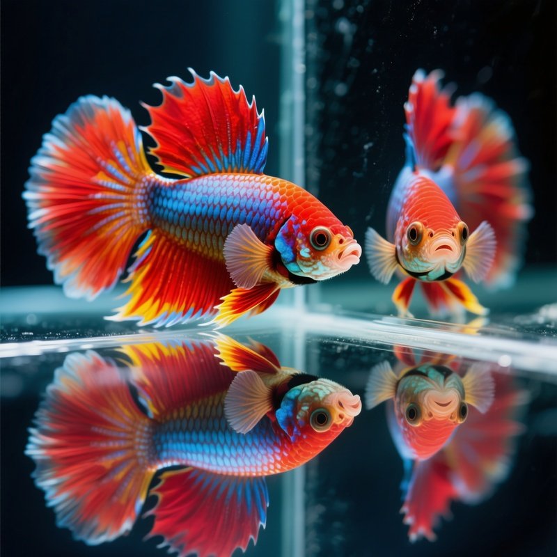 A Betta Fish Staring Curiously At Its Reflection
