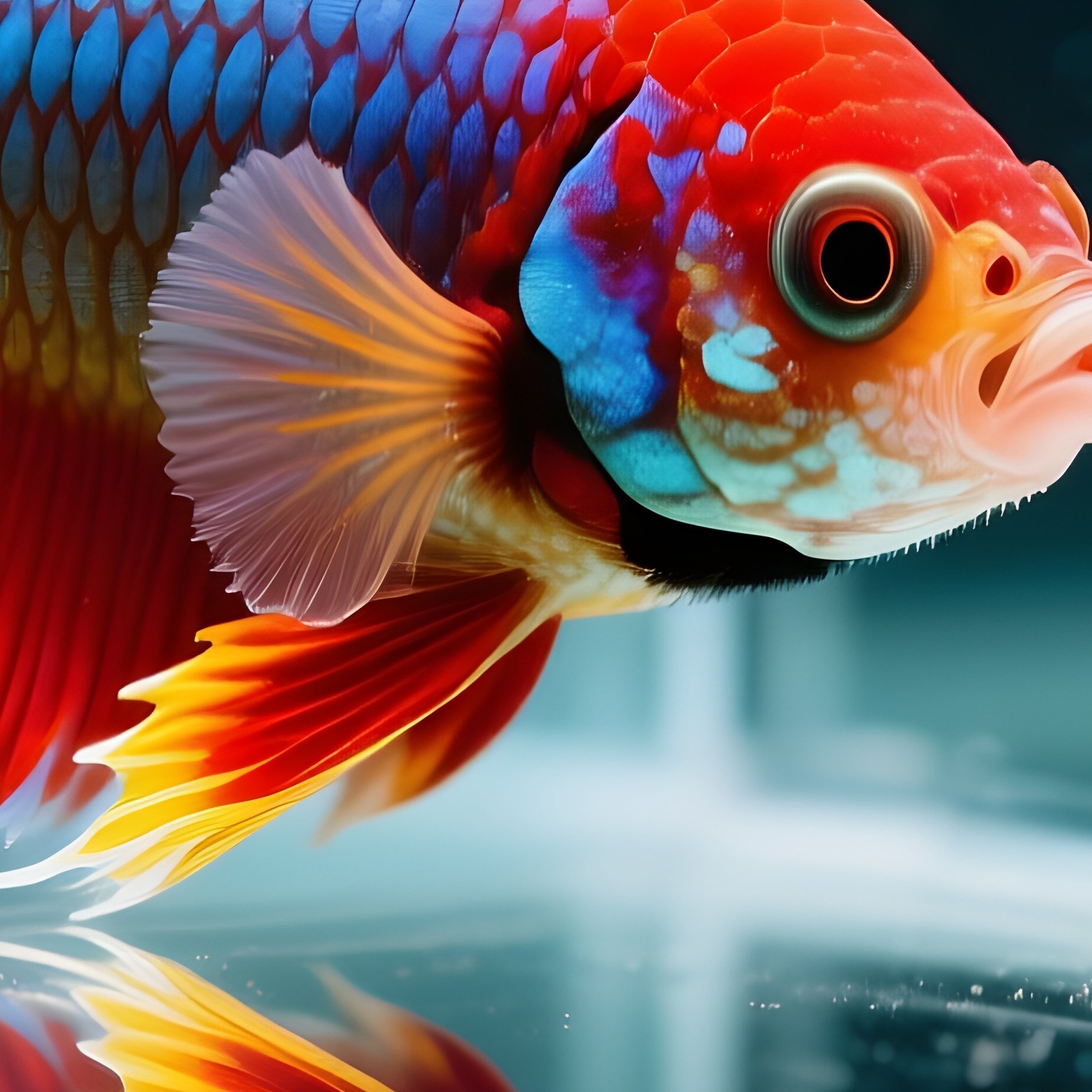 A Betta Fish Staring Curiously At Its Reflection - Full Resolution Quality Preview