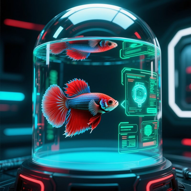 A Betta Fish Staring Curiously At Its Reflection