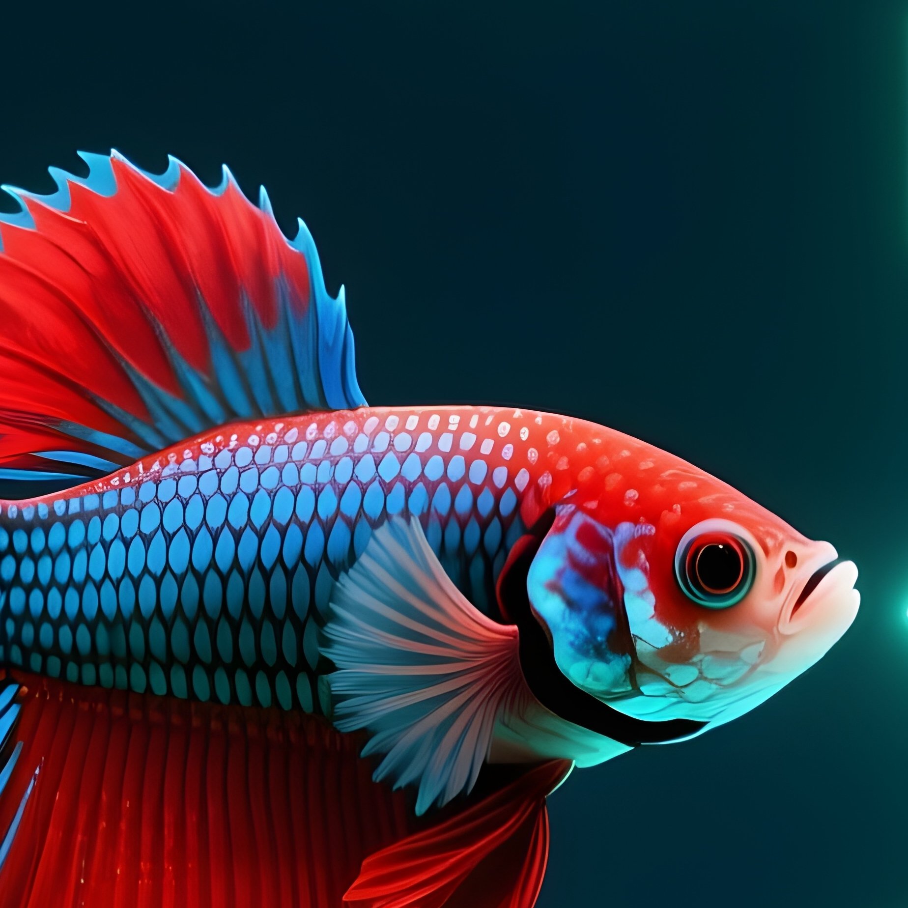 A Betta Fish Staring Curiously At Its Reflection - Full Resolution Quality Preview