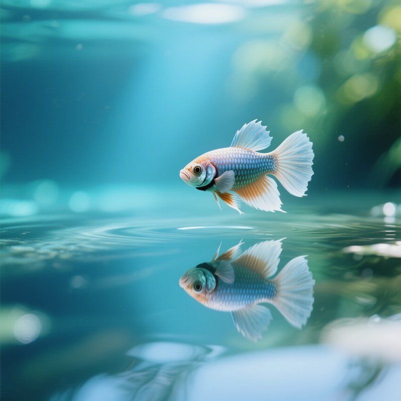 A Betta Fish Staring Curiously At Its Reflection