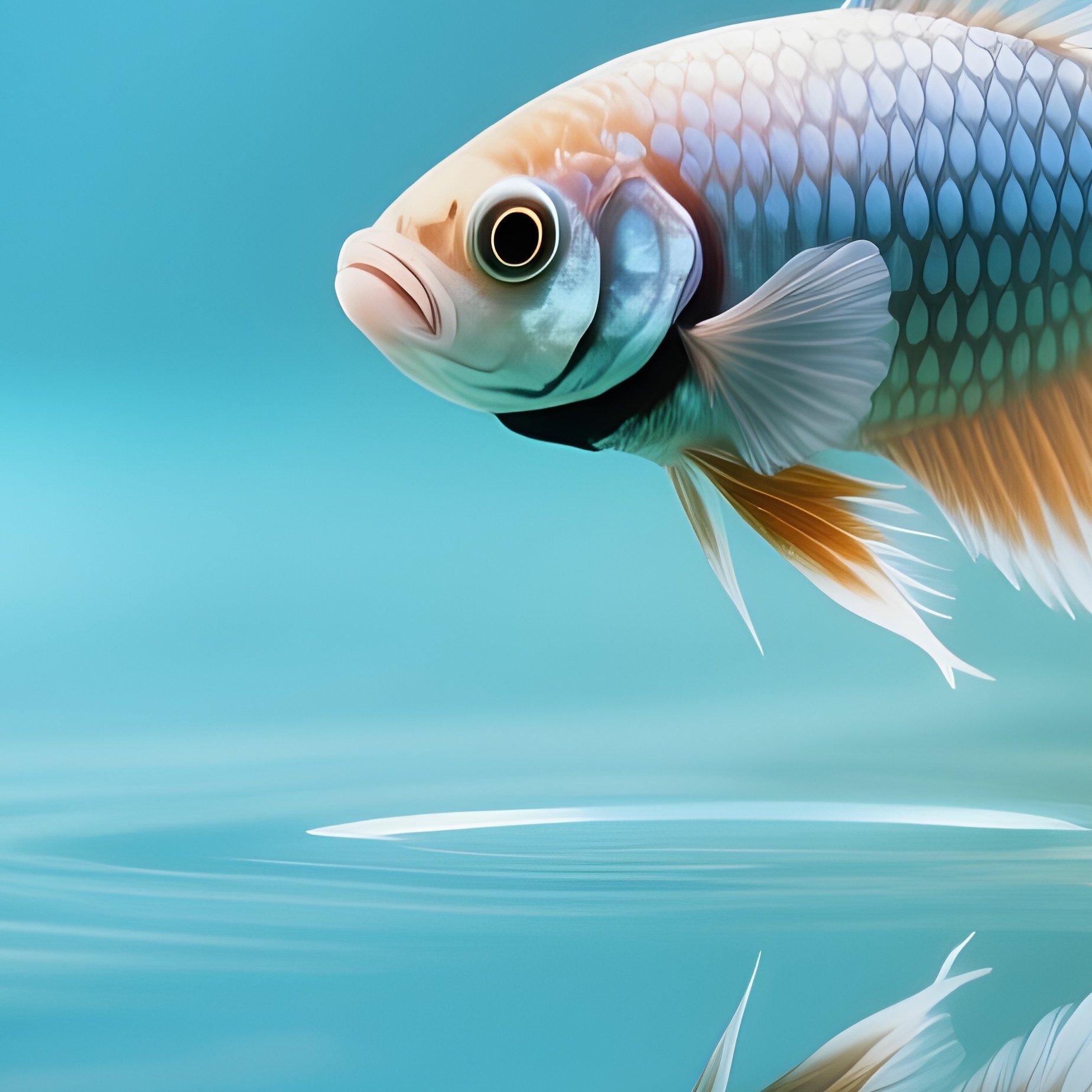 A Betta Fish Staring Curiously At Its Reflection - Full Resolution Quality Preview