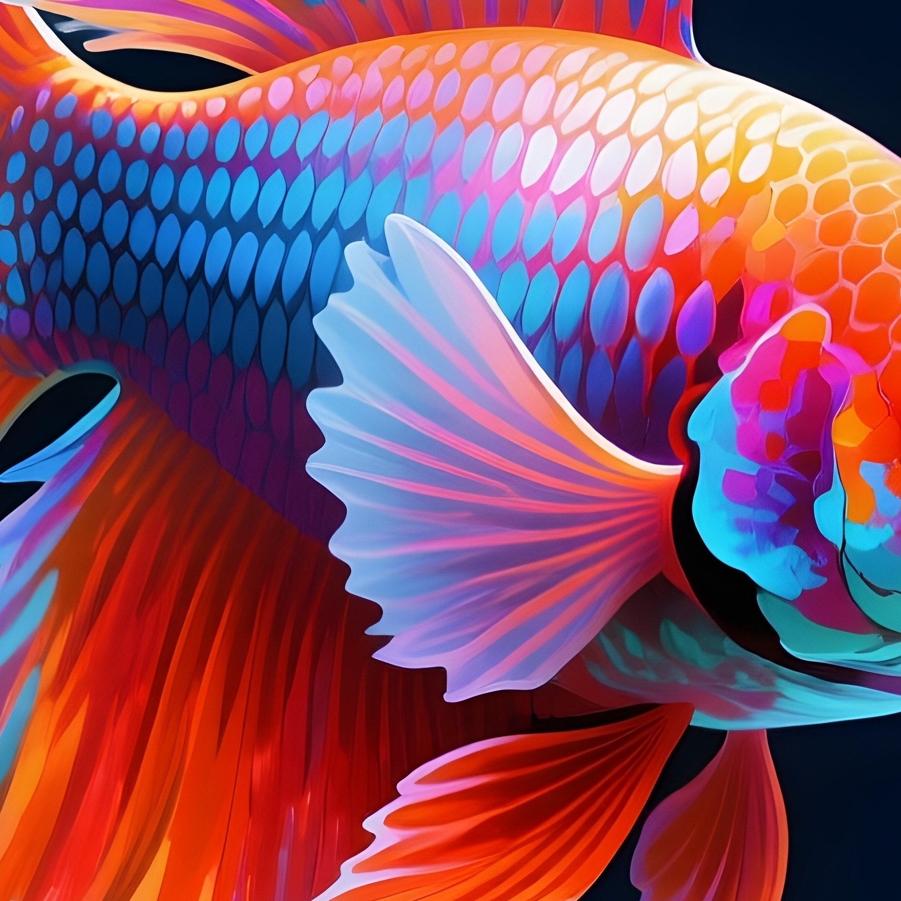 A Betta Flaring Fins Near A Plant Cluster Digital Art - Full Resolution Quality Preview