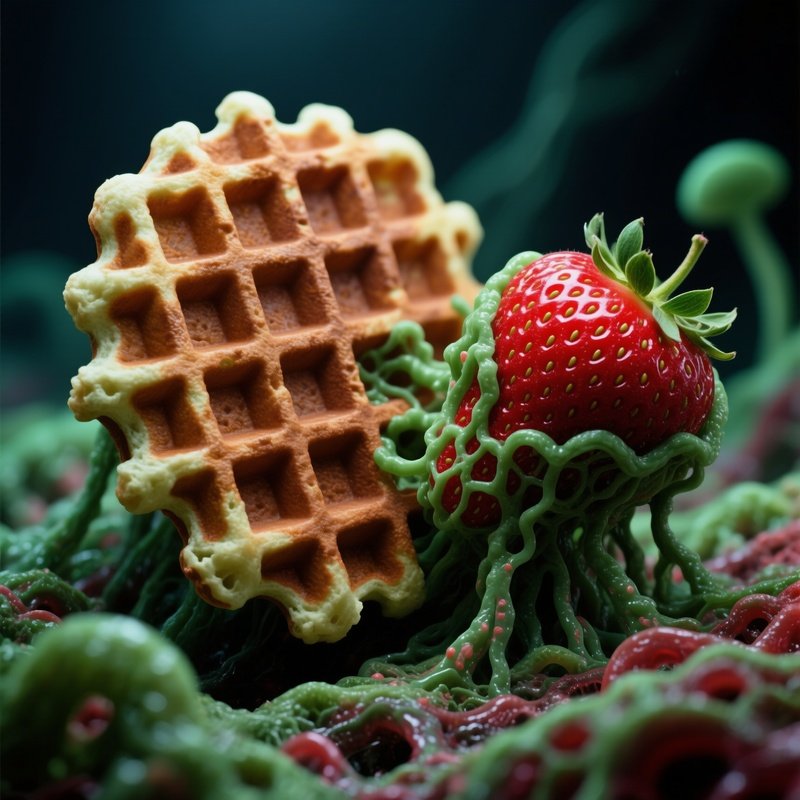 A Biological Waffle Hugging A Strawberry