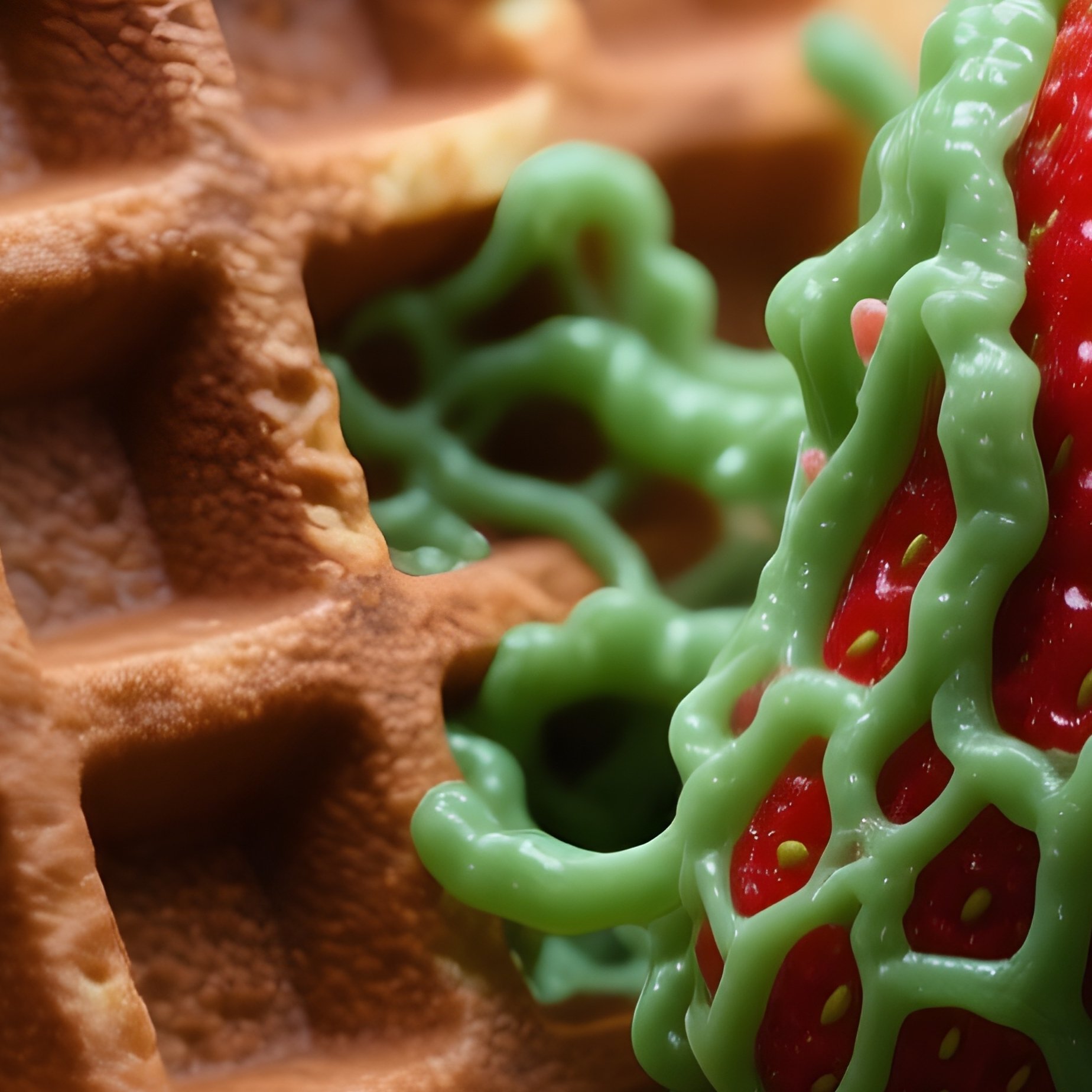 A Biological Waffle Hugging A Strawberry - Full Resolution Quality Preview
