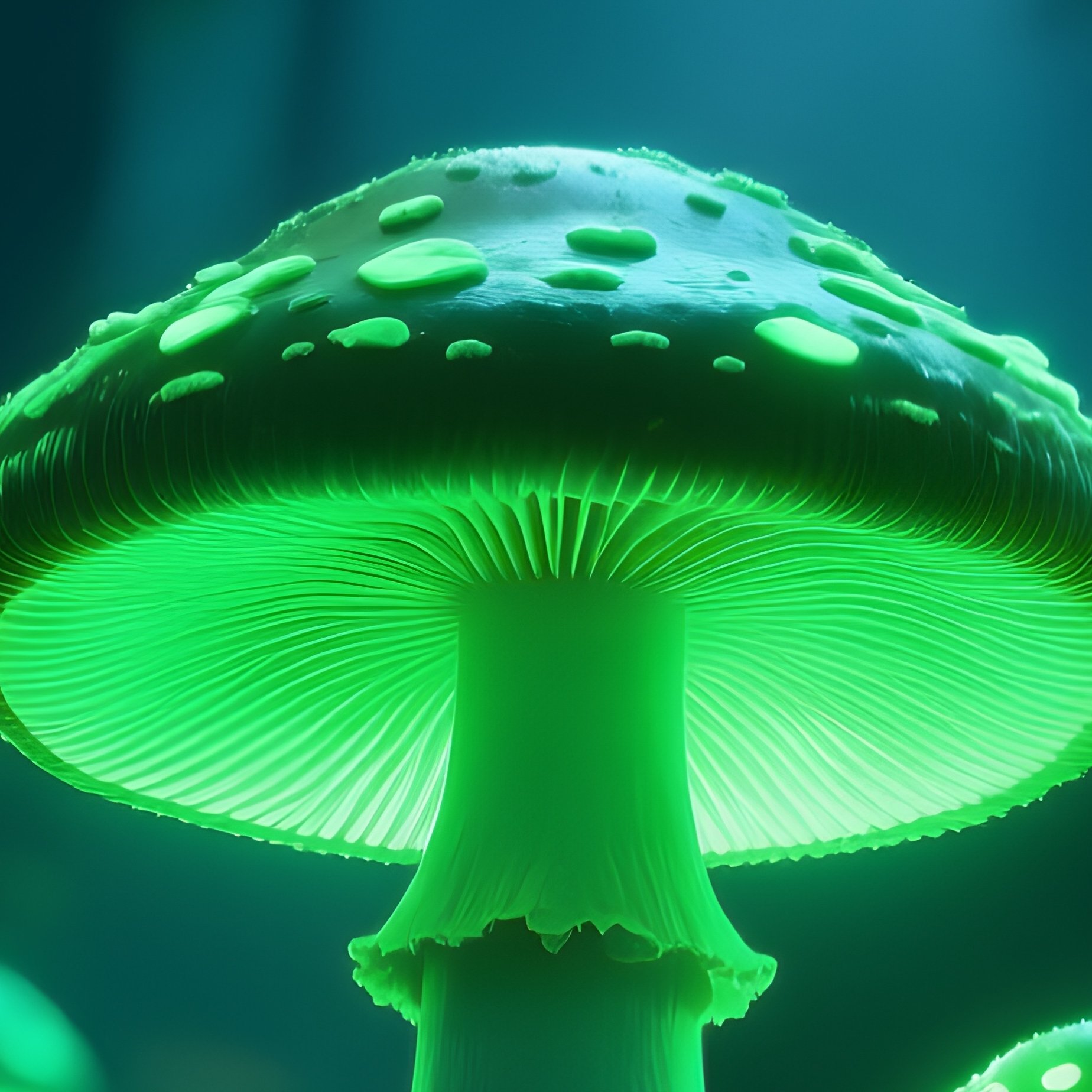 A Bioluminescent Mushroom Forest Glowing Neon Green. - Full Resolution Quality Preview