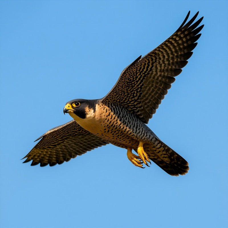A Bird Peregrine Falcon Hoovering Midair With Focused Eyes Science Fiction