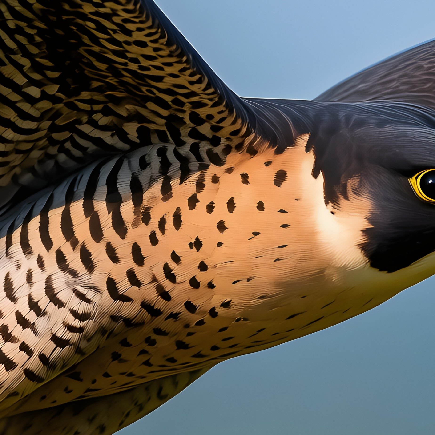 A Bird Peregrine Falcon Hoovering Midair With Focused Eyes - Full Resolution Quality Preview