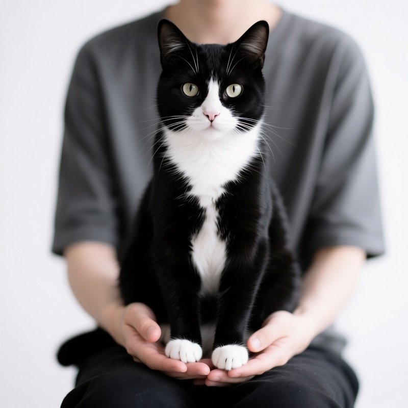 A Black And White Cat Being Held Cat Black And White