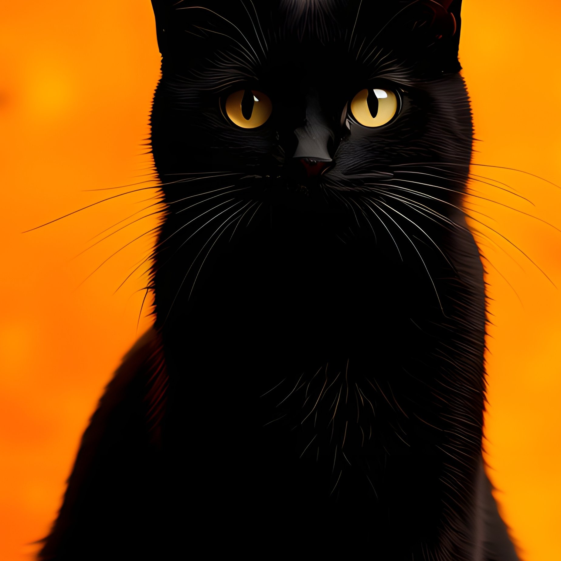 A Black Cat Perched On A Fence Post Halloween Black Cat - Full Resolution Quality Preview