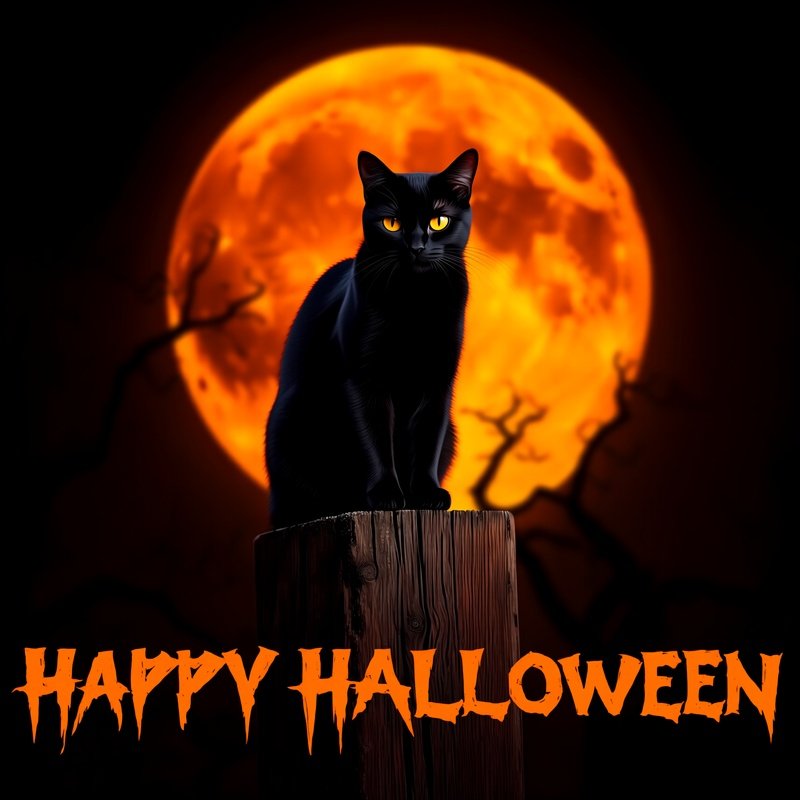 A Black Cat Sitting On A Fence Post Halloween Black Cat