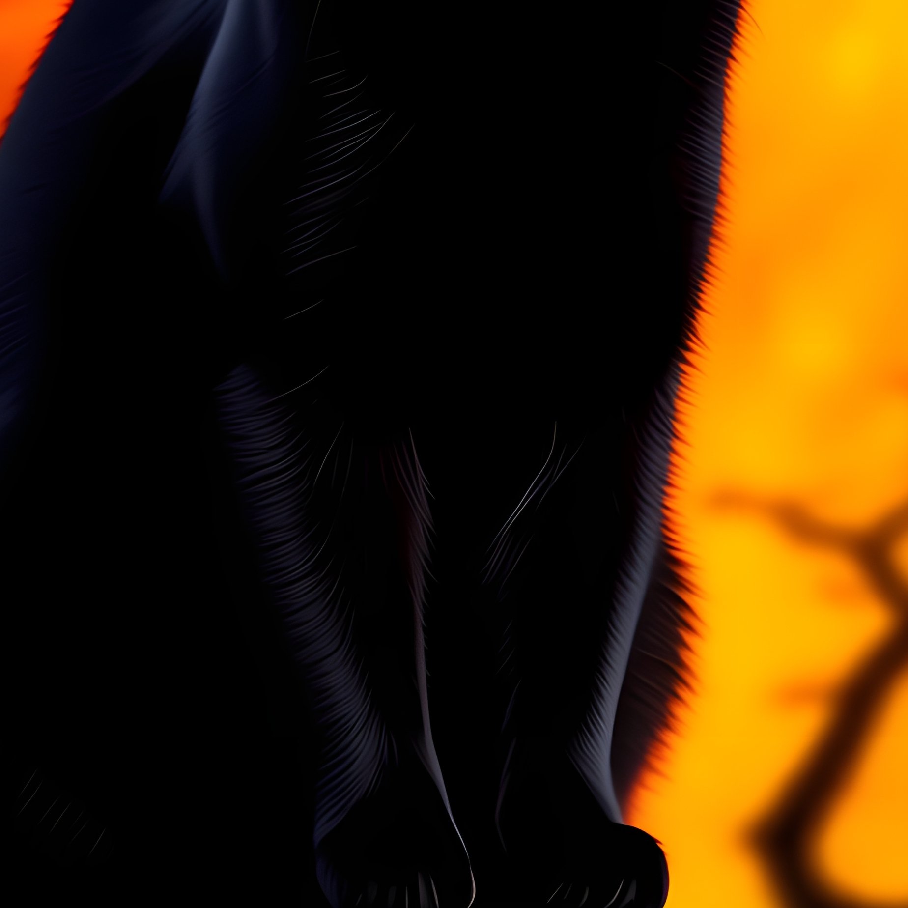 A Black Cat Sitting On A Fence Post Halloween Black Cat - Full Resolution Quality Preview