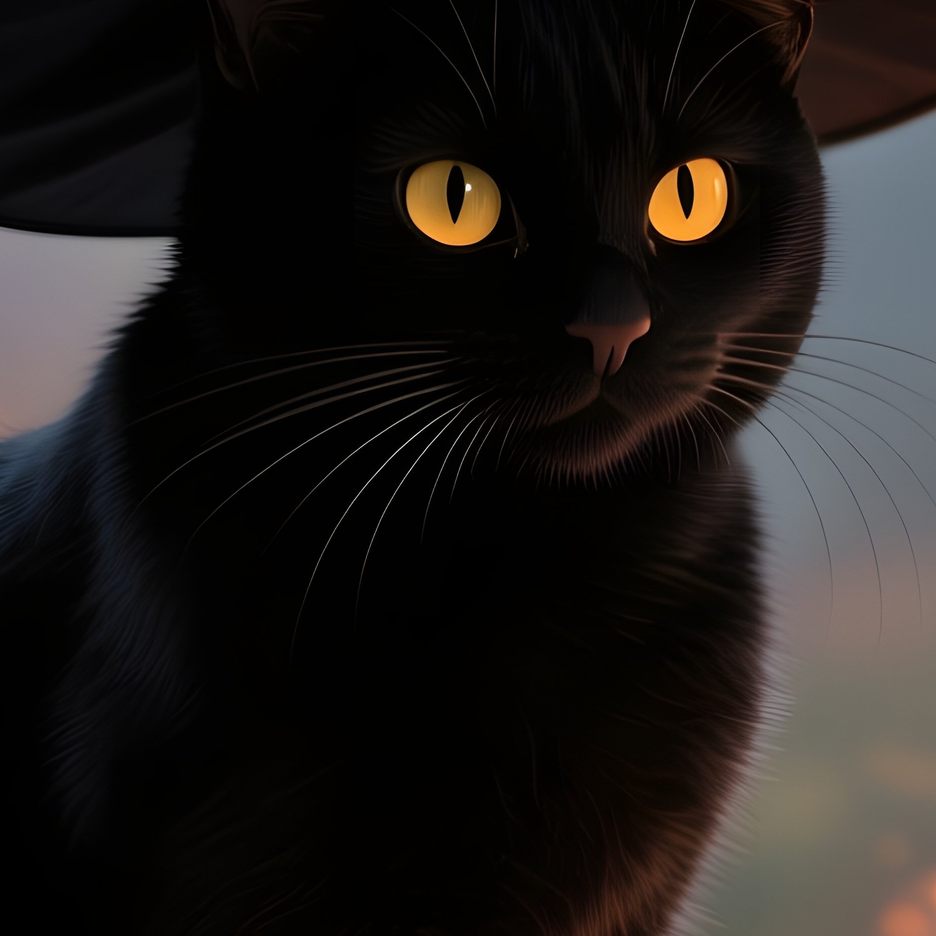 A Black Cat Wearing A Witchs Hat Black Cat Witchs Hat - Full Resolution Quality Preview