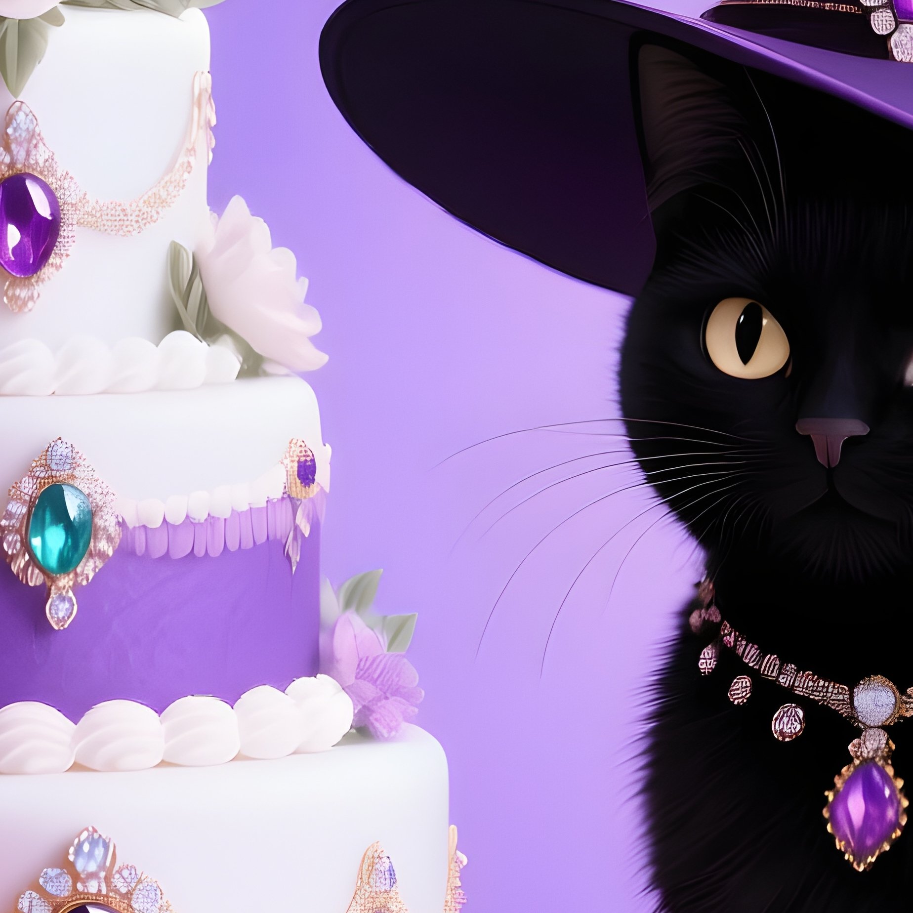 A Black Cat Wearing A Wizard Hat Magic Cat - Full Resolution Quality Preview