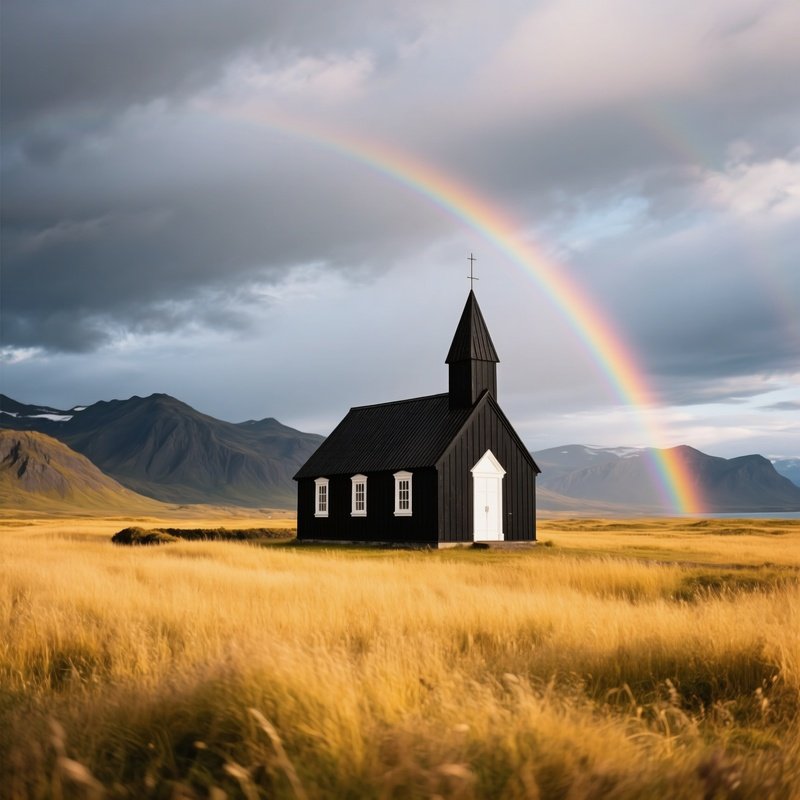 A Black Church In A Rural Landscape Church Landscape