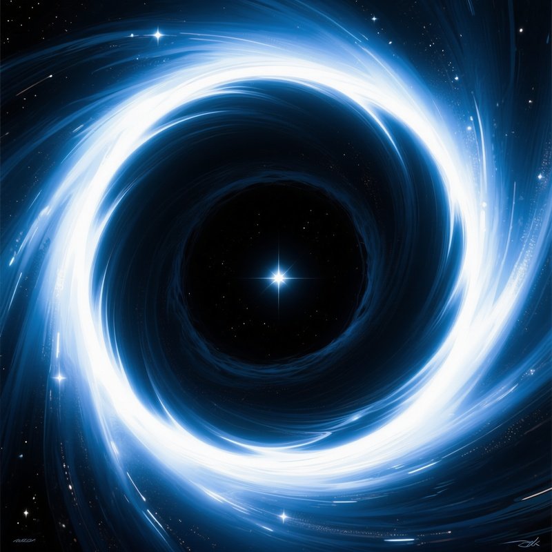 A Black Hole Event Horizon Bending Starlight Ringing Concept Art