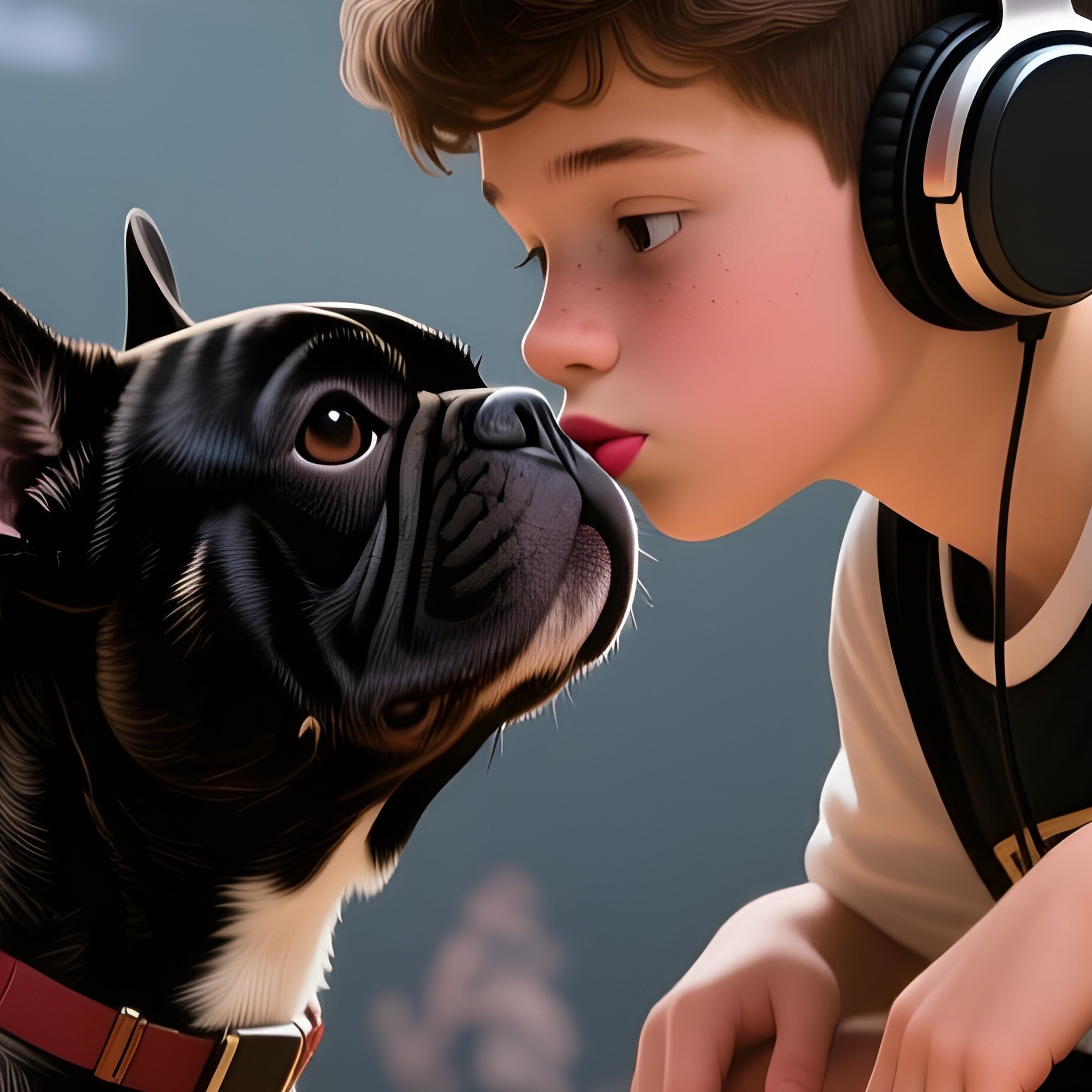 A Black Teenage Boy With Headphones Crouching On A Basketball Court, Pressing His Lips To His - Full Resolution Quality Preview