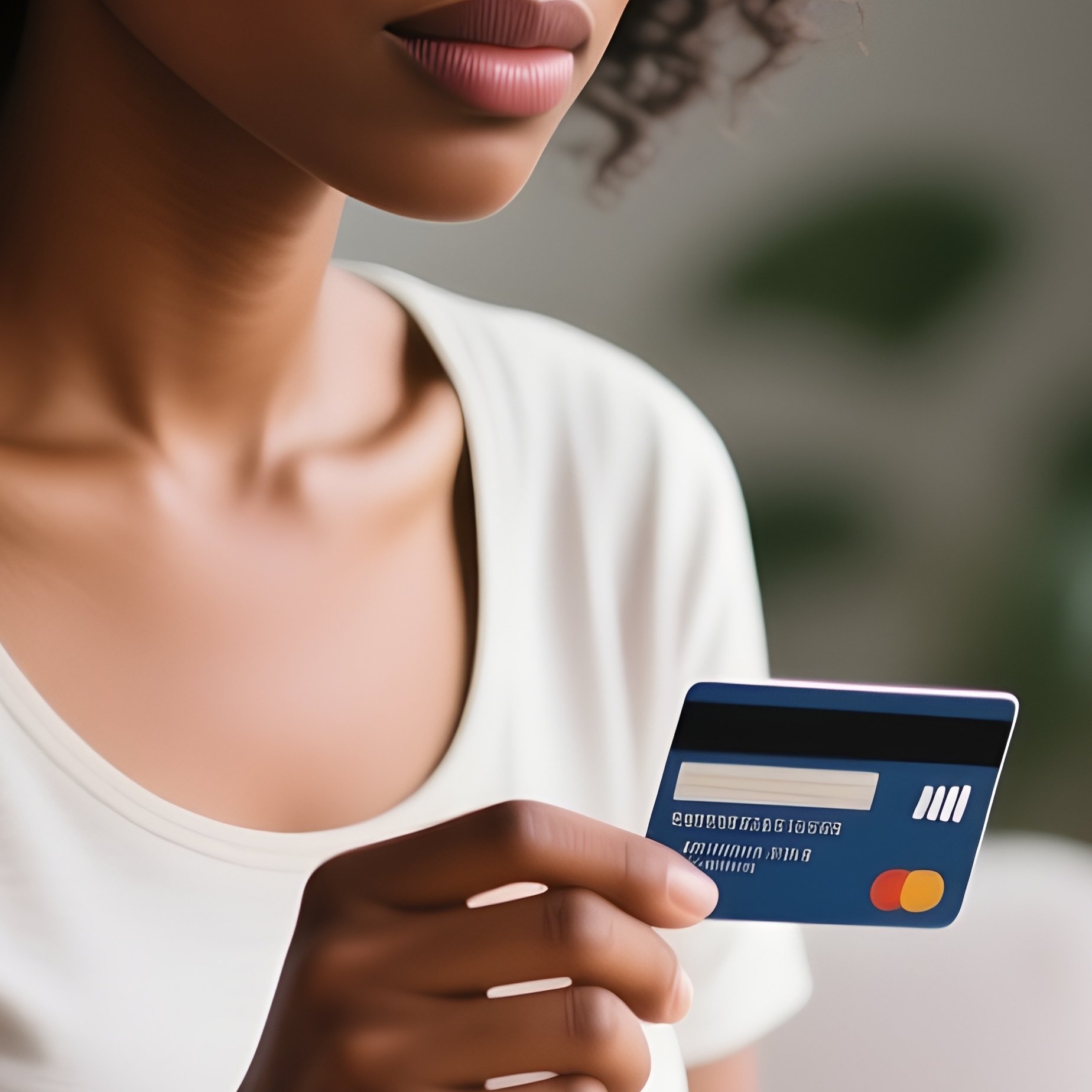 A Black Woman Holding A Credit Card And Shopping Online At Home. - Full Resolution Quality Preview