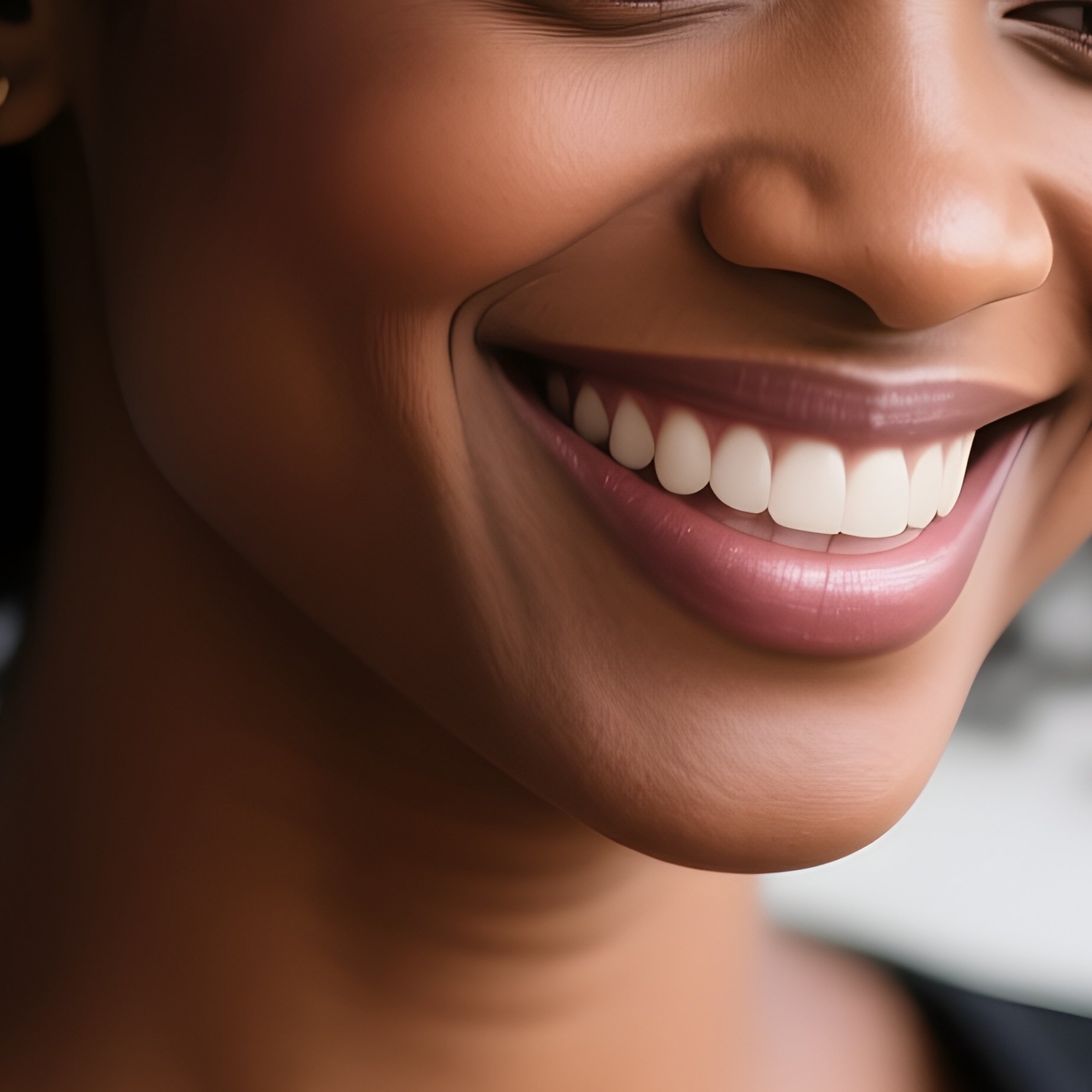 A Black Woman Smiling While Checking Notifications On Her Phone. - Full Resolution Quality Preview