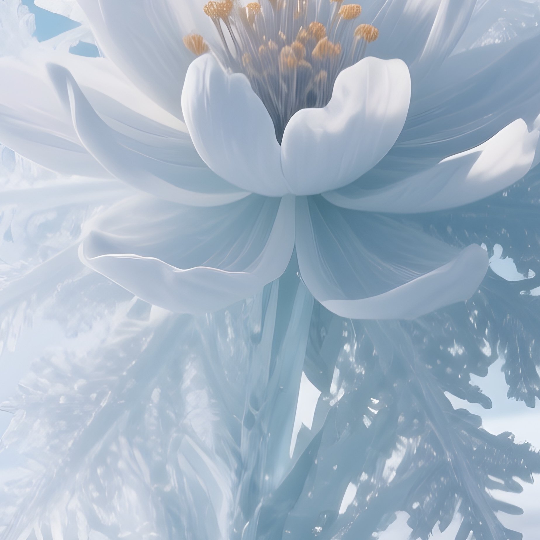 A Blooming Ice Flower Forming On Antarctic Sea Ice. - Full Resolution Quality Preview