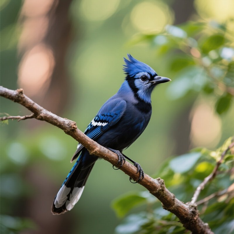 A Blue Jay Standing On A Tree Branch