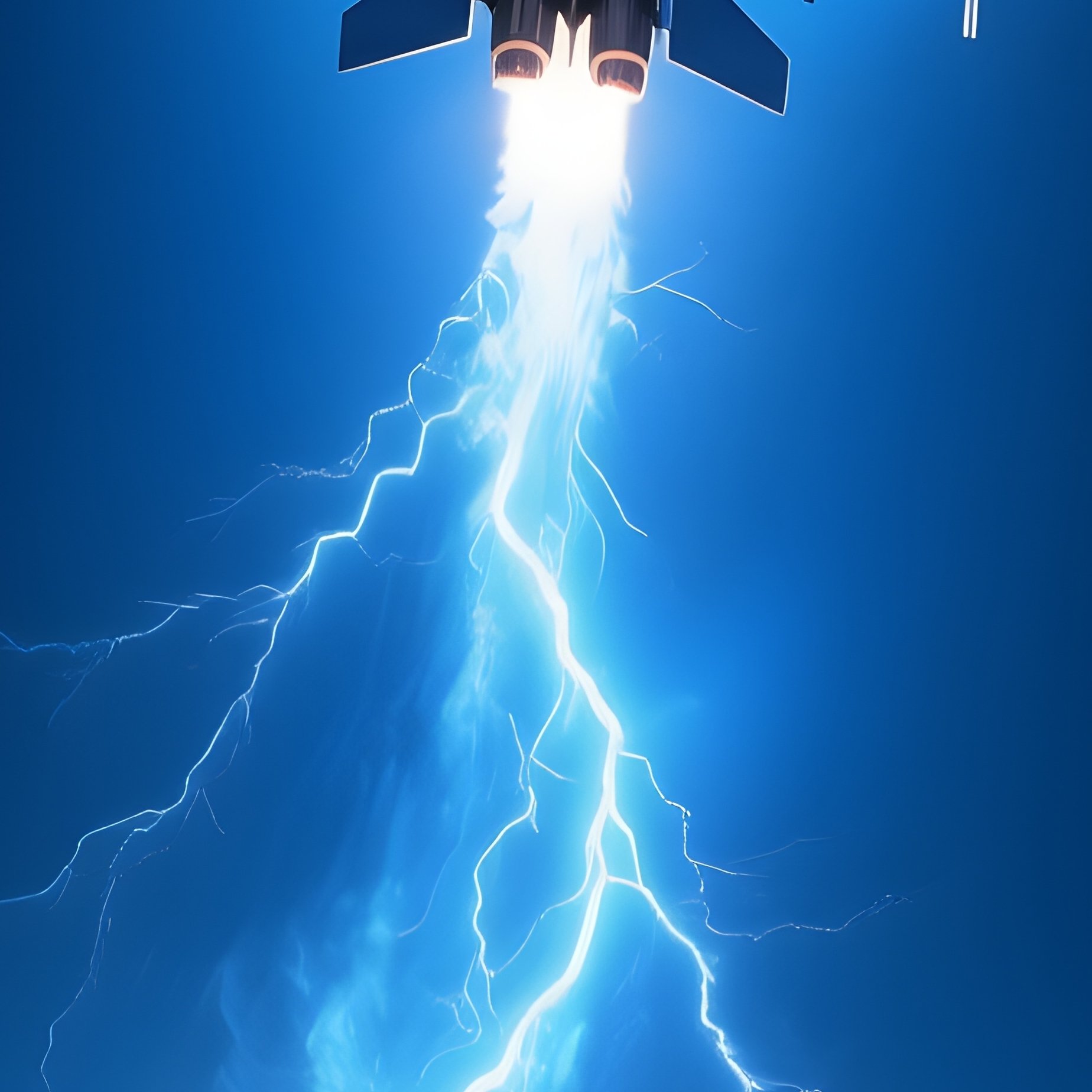 A Blue Jet Lightning Burst Shooting Upward Into The Stratosphere. - Full Resolution Quality Preview