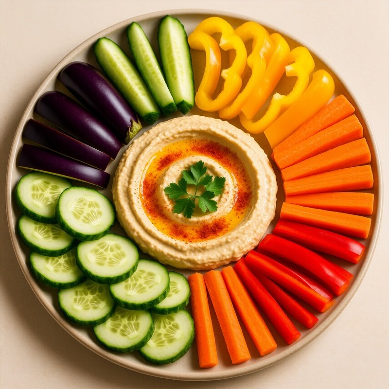A Bowl Of Hummus Surrounded By Various Vegetable Sticks Healthy
