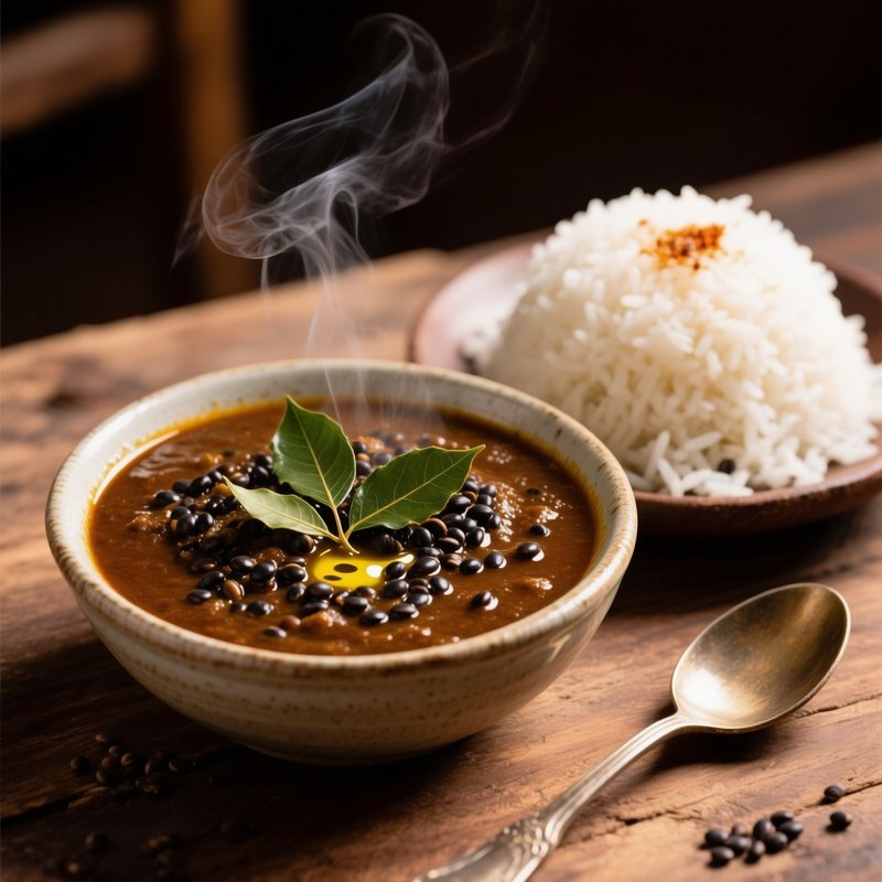 A Bowl Of Udino A Black Gram Curry Served With Rice