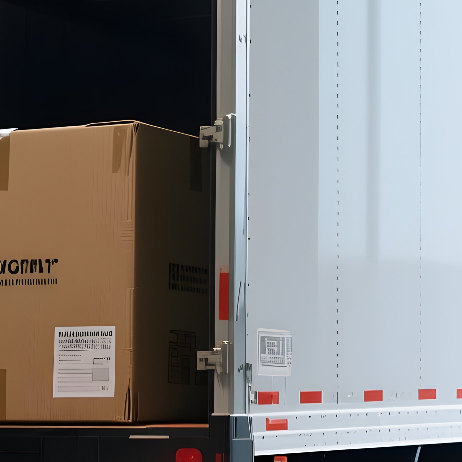 A Box Truck Backing Into A Warehouse Ramp Under Bright Overhead Lights - Full Resolution Quality Preview