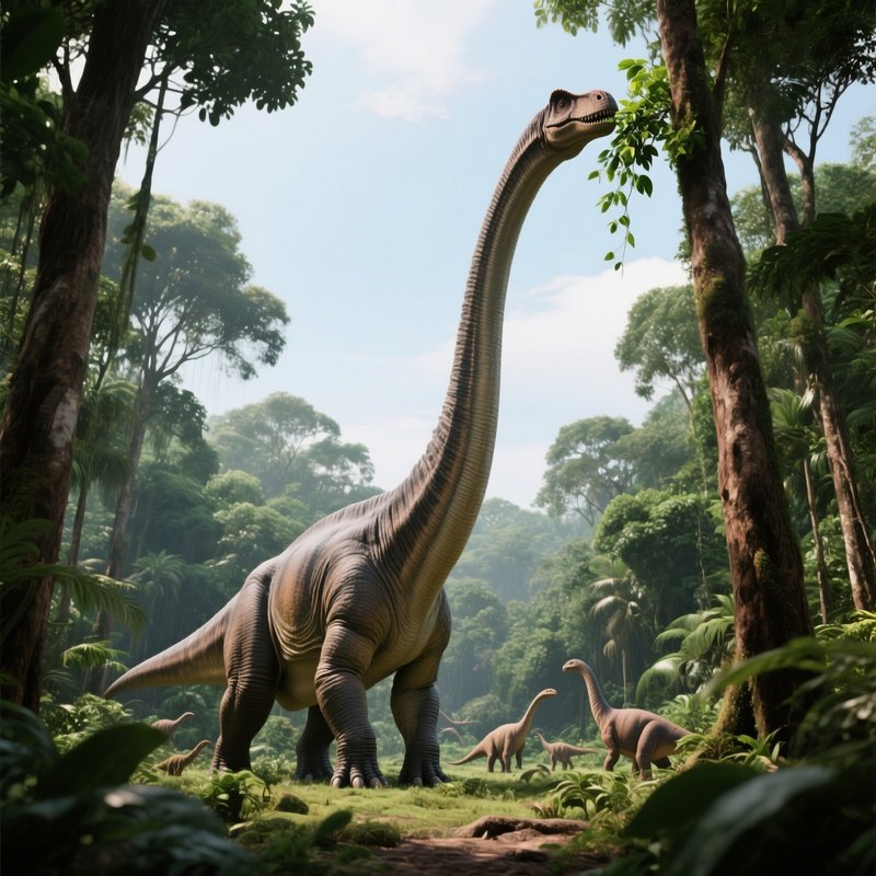 A Brachiosaurus Dinosaur In A Prehistoric Scene
