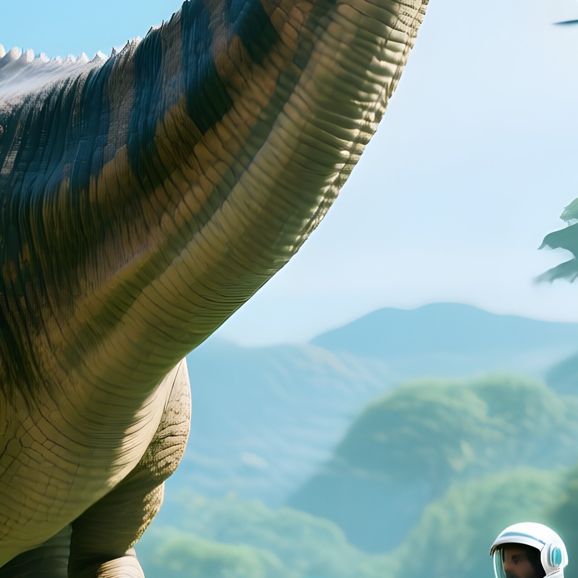 A Brachiosaurus In A Fantasy Scene With Scientific Exploration - Full Resolution Quality Preview