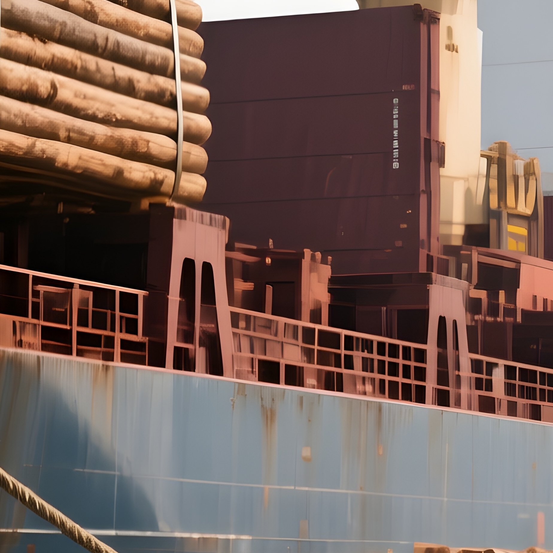 A Breakbulk Cargo Ship Loading Timber Bundles At A Dock - Full Resolution Quality Preview