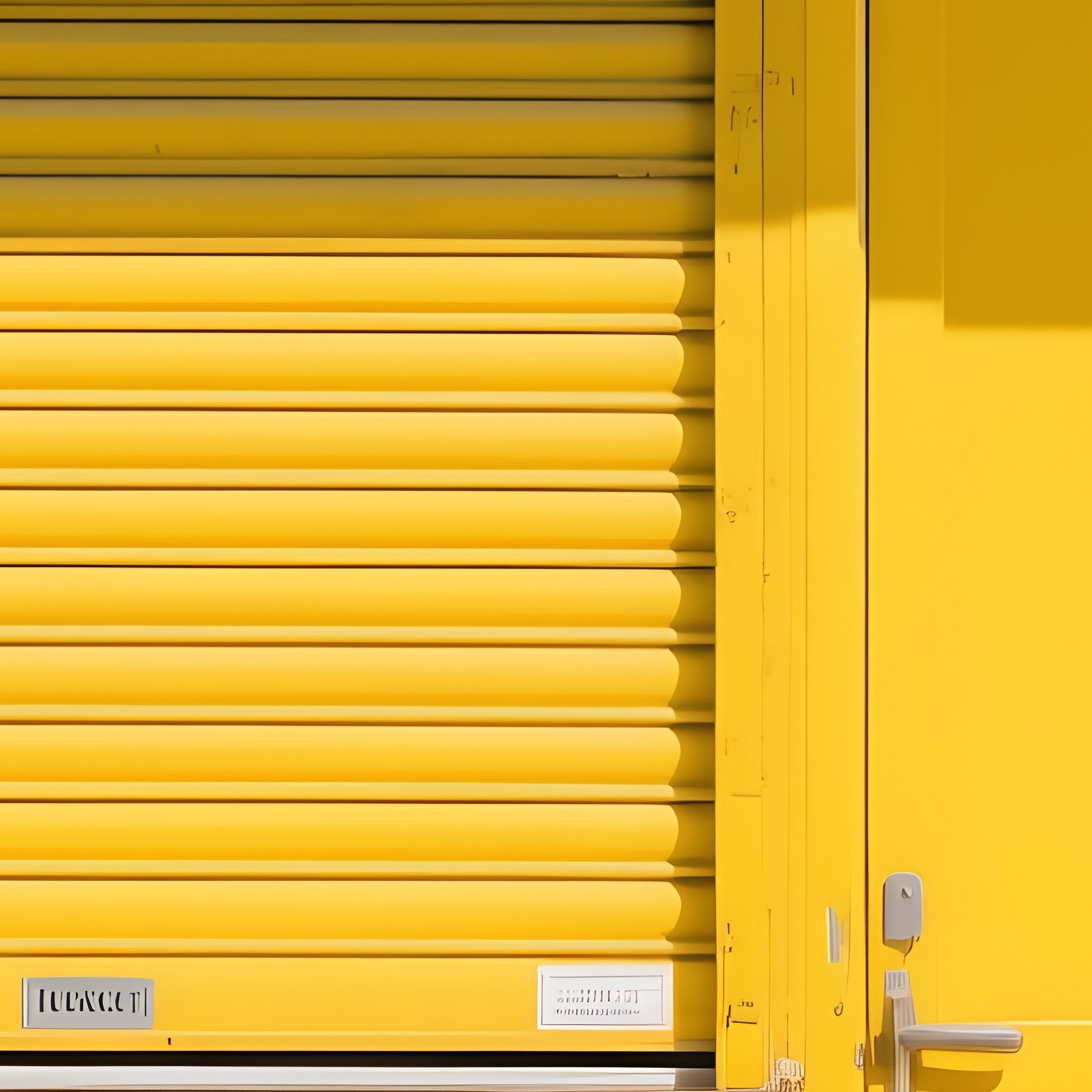 A Bright Yellow Ticket Booth With A Closed Shutter No Text Visible - Full Resolution Quality Preview