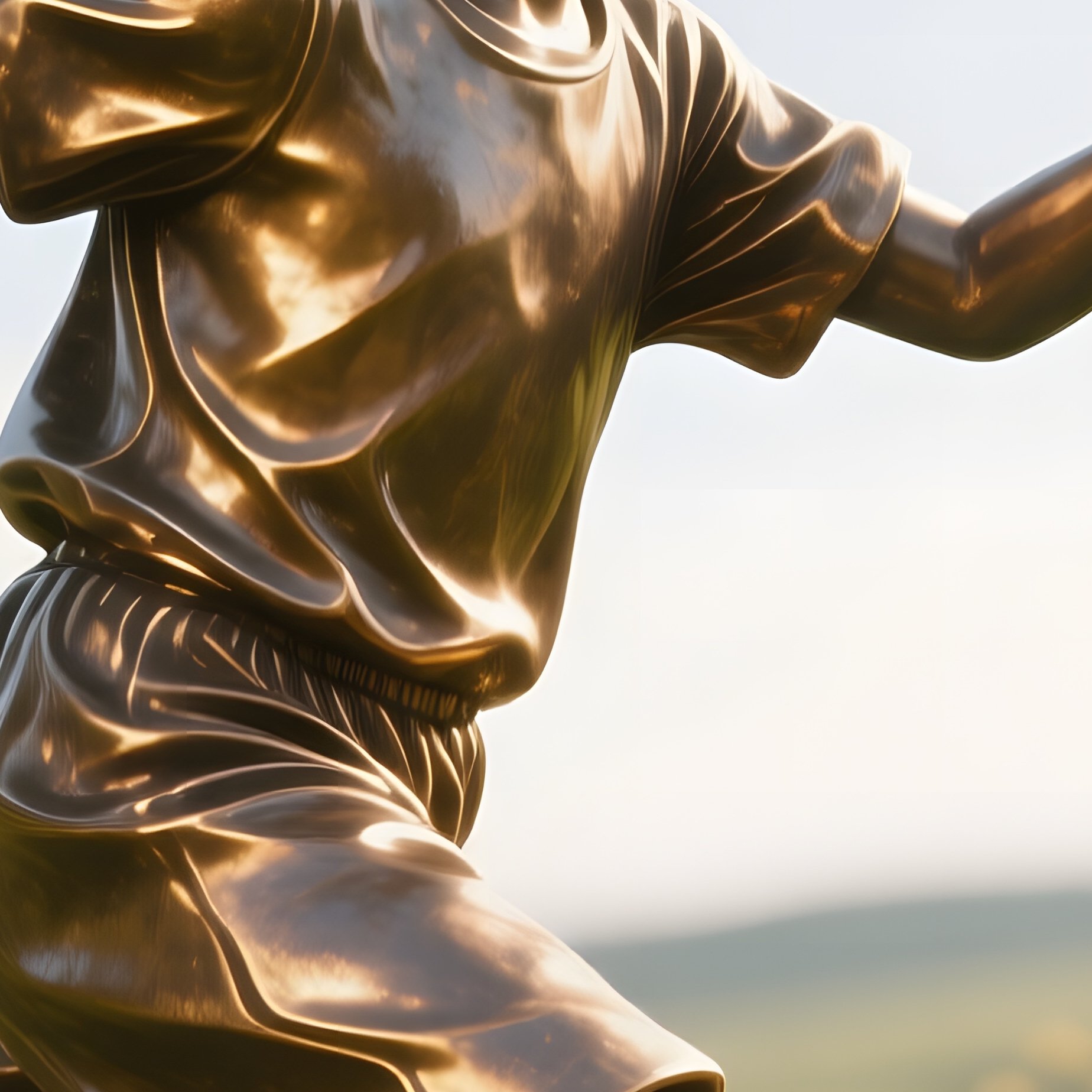 A Bronze Figure Of A Child Chasing Butterflies In A Sun‑Drenched Meadow, Wildflowers Swaying And A - Full Resolution Quality Preview