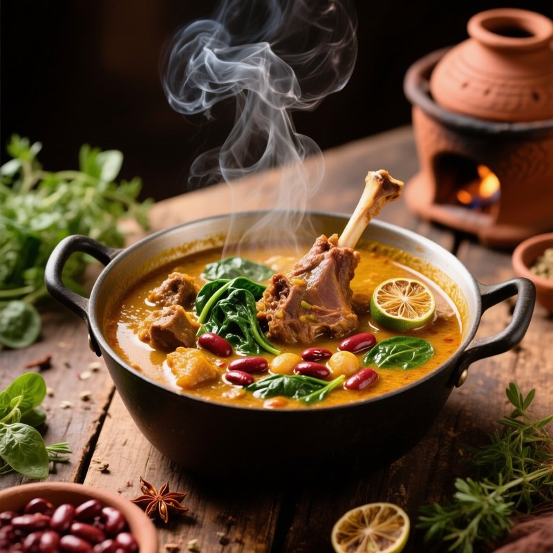 A Bubbling Pot Of Qorma E Sabzi Spinach Lamb Stew With Kidney Beans And Dried Limes