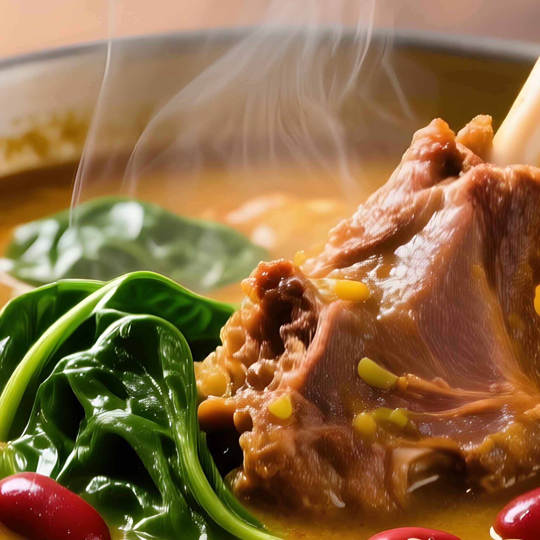 A Bubbling Pot Of Qorma E Sabzi Spinach Lamb Stew With Kidney Beans And Dried Limes - Full Resolution Quality Preview