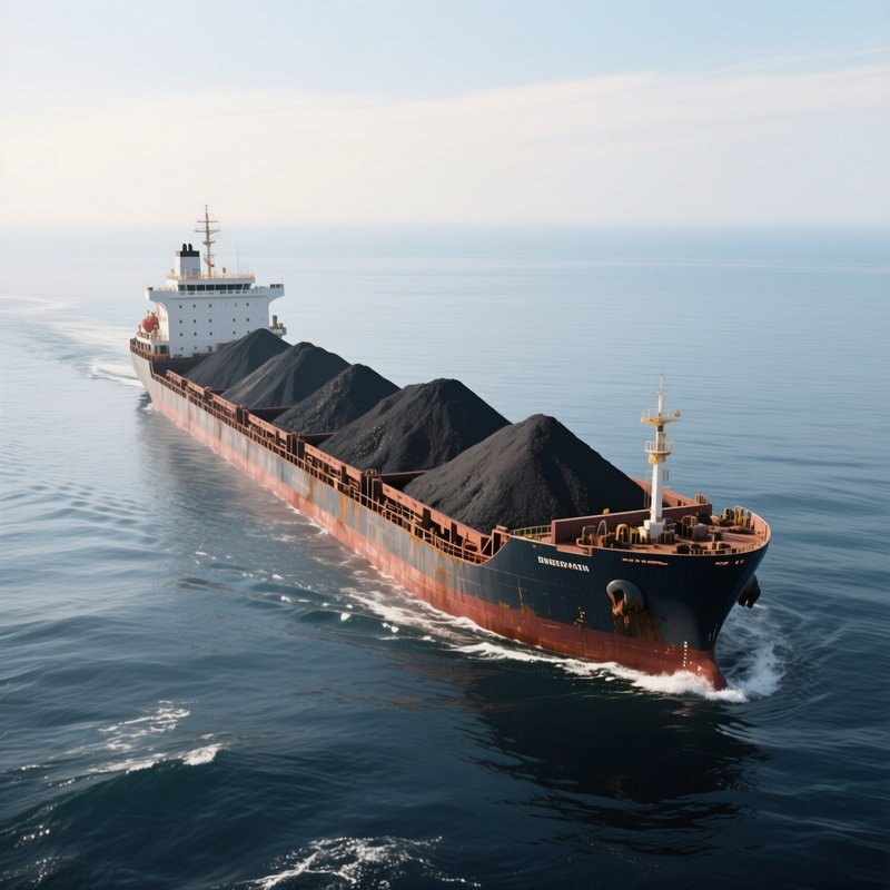 A Bulk Carrier Transporting Ore Across Calm Open Ocean Waters