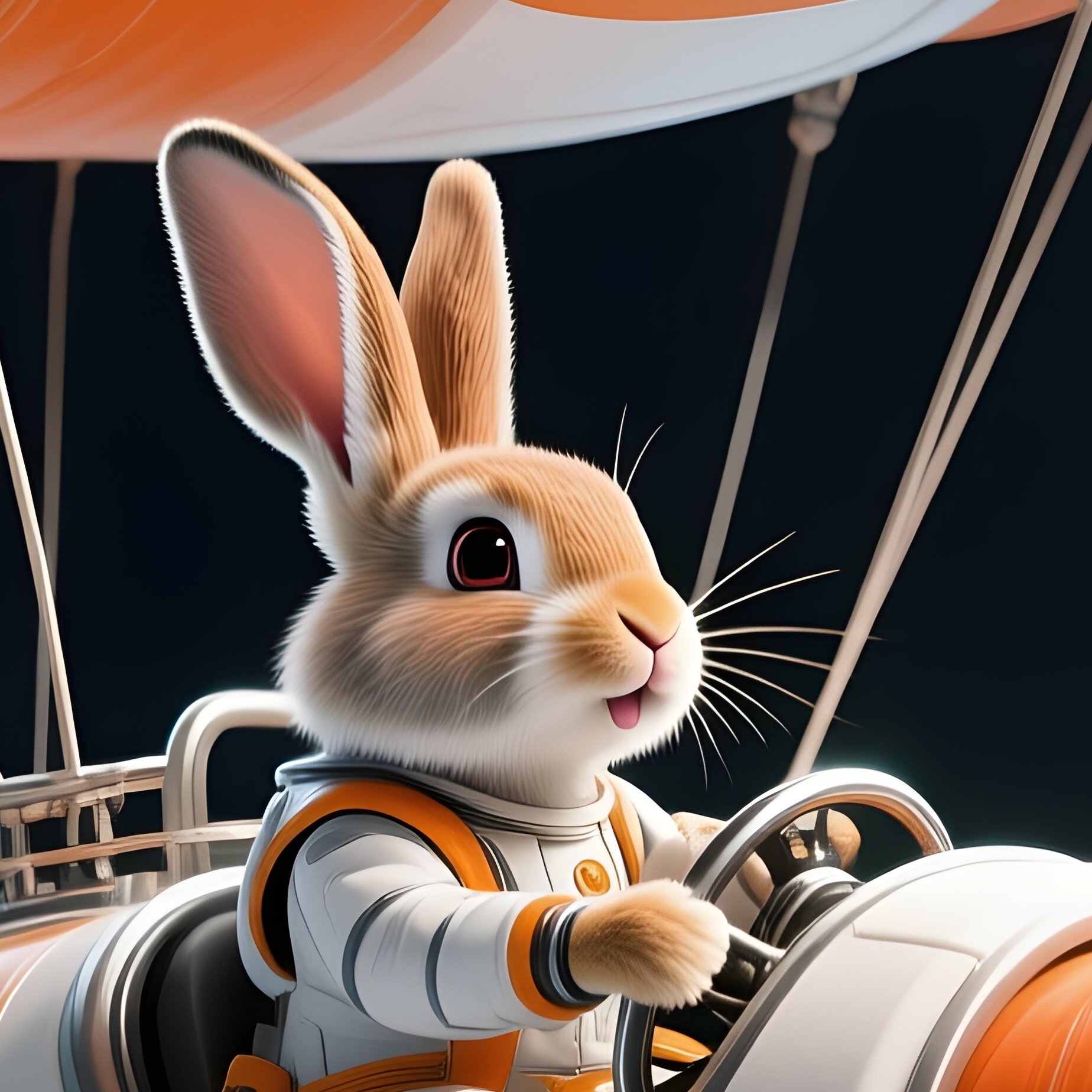 A Bunny Piloting A Carrot Shaped Balloon Science Fiction - Full Resolution Quality Preview