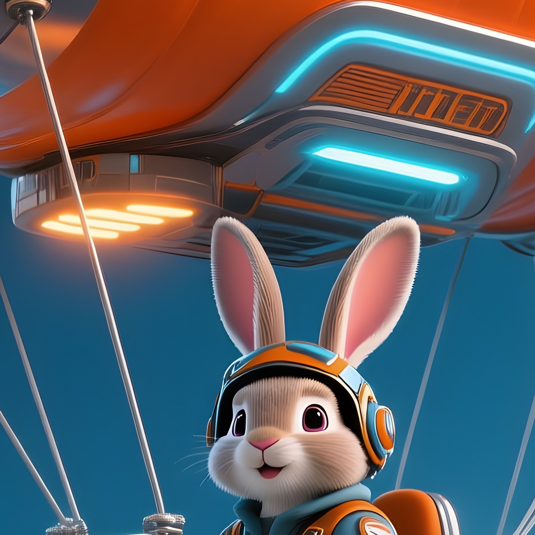 A Bunny Piloting A Hot Air Balloon Shaped Like A Carrot - Full Resolution Quality Preview