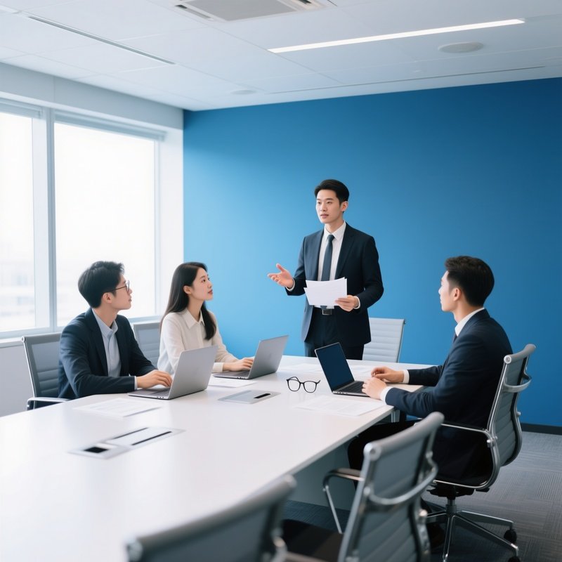 A Business Meeting In A Modern Office Setting Business Meeting