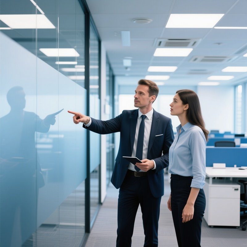 A Business Mentor And Mentee Inspecting A Corporate Office