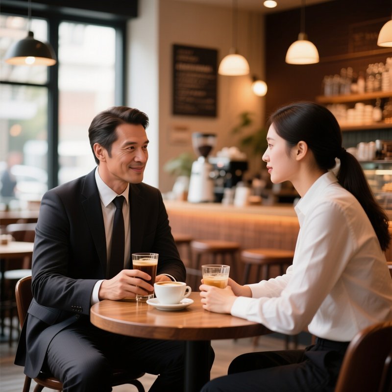 A Business Mentor And Mentee Meeting In A Coffee Shop