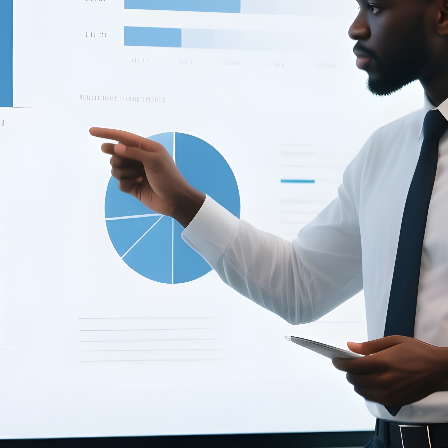 A Business Team Of White And Black Professionals Analyzing Charts On A Large Screen. - Full Resolution Quality Preview