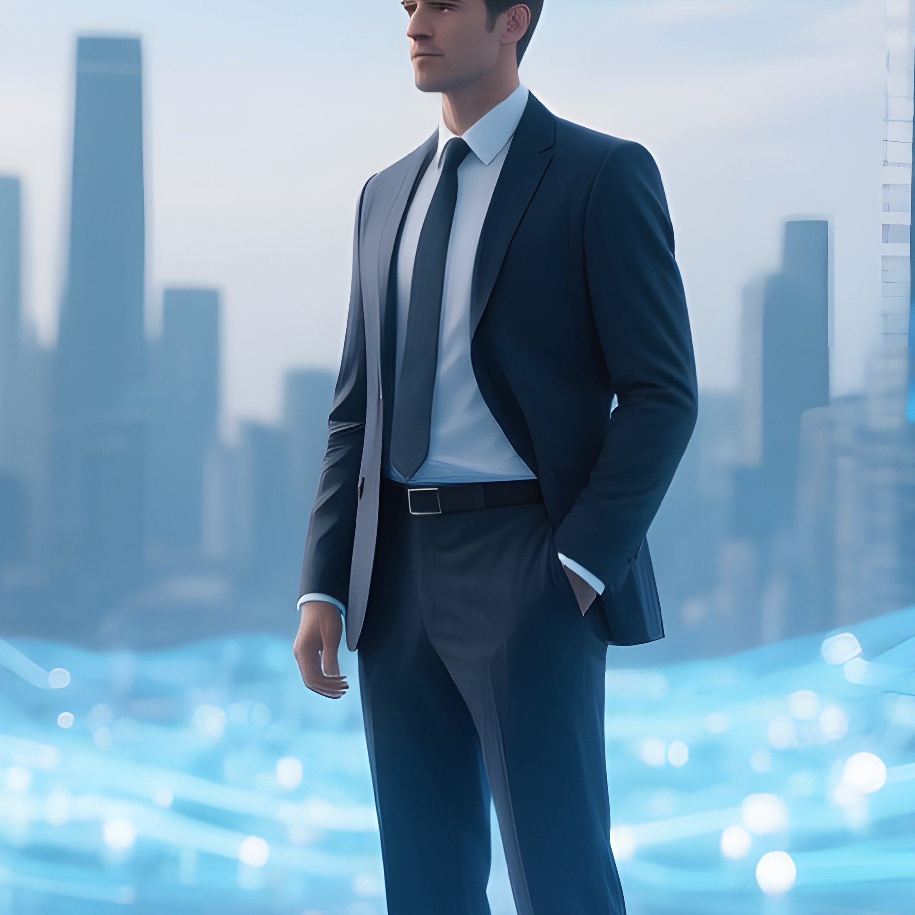 A Businessman Standing On A Digital Platform Technology Business - Full Resolution Quality Preview